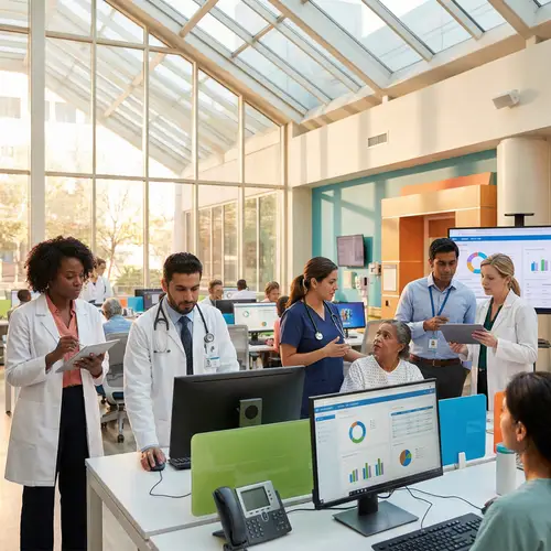 Diverse Medical Professionals in a Secure Hospital