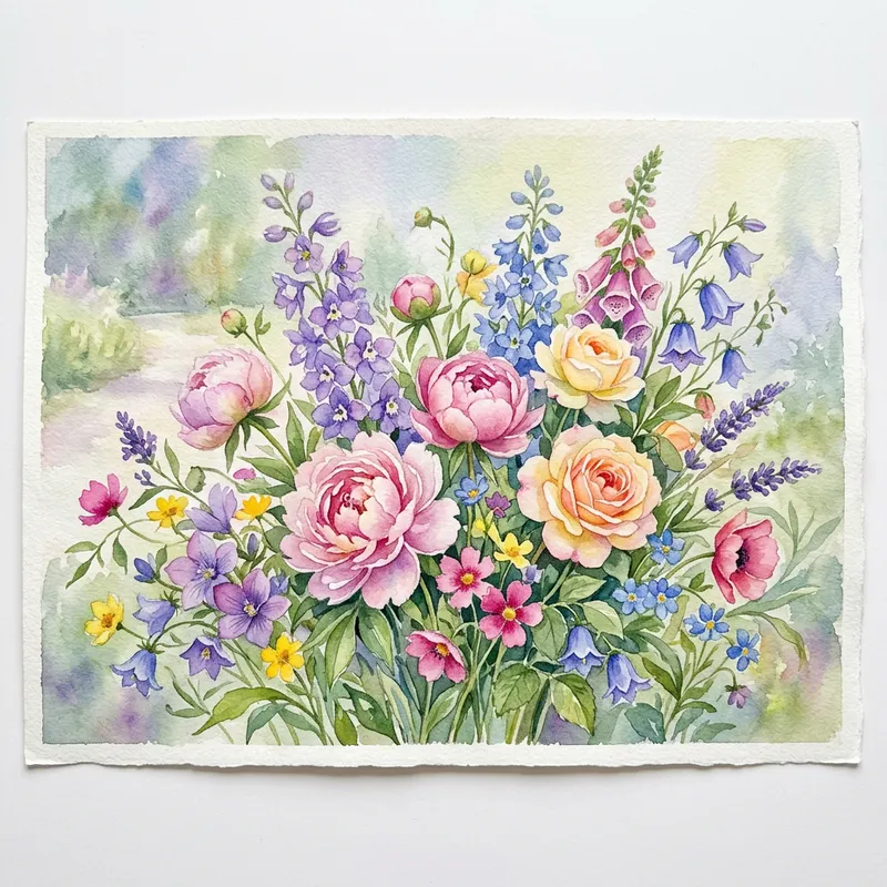 Beautiful Watercolor Flowers Painting