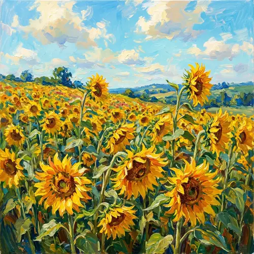 Vibrant Impressionism Sunflowers Painting