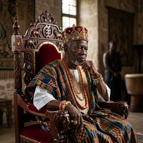 Royal African Elder on Ornate Throne
