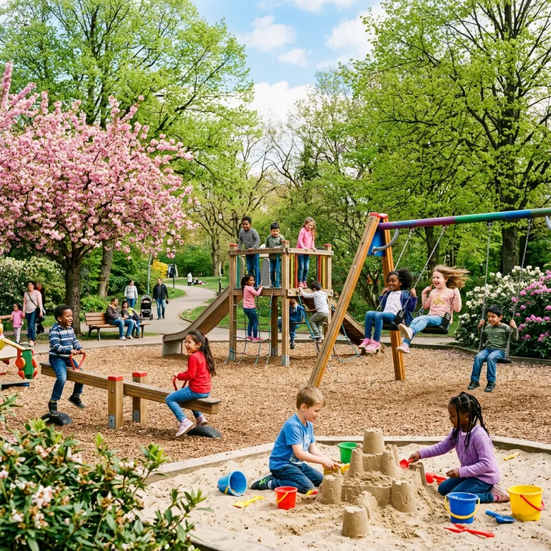 Kids Playing in the Spring Park: Joyful Moments