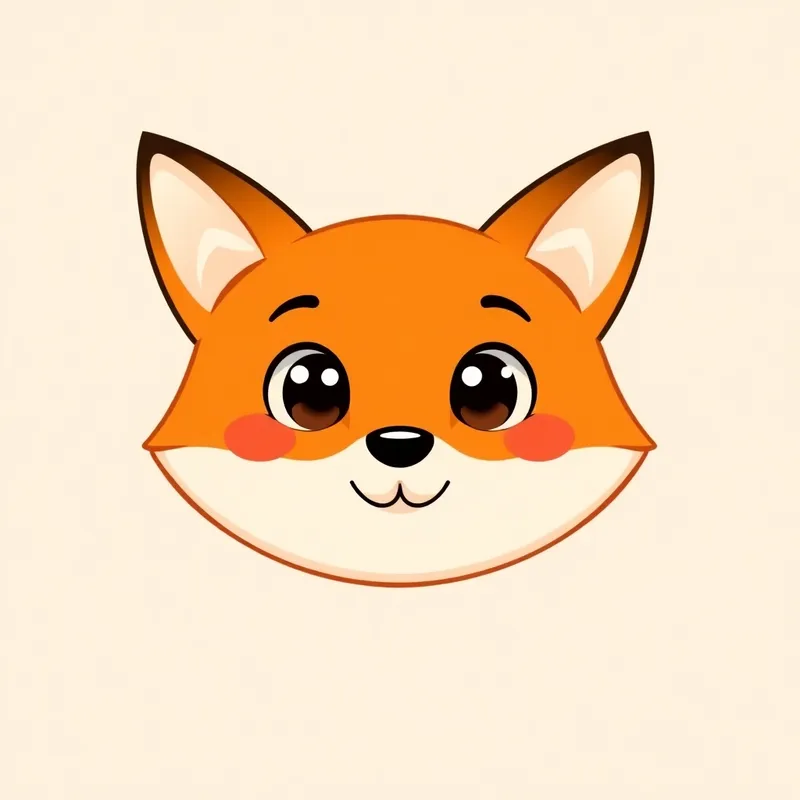 Cute Cartoon Fox Face – Minimalist Design
