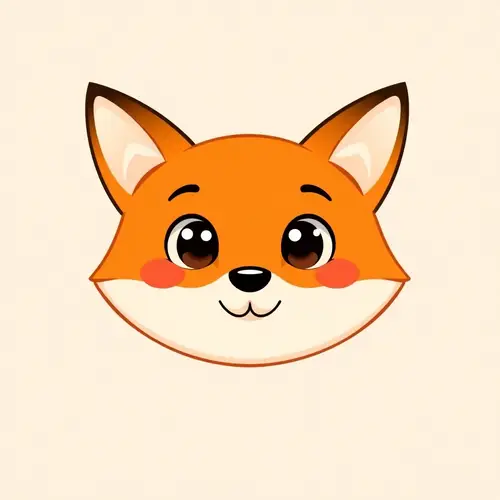 Cute Cartoon Fox Face – Minimalist Design