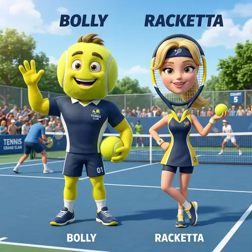 Tennis Mascots: Male Tennis Ball & Female Racket