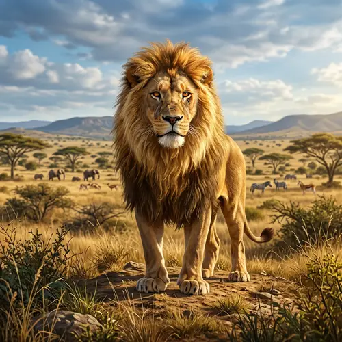 Majestic Lion in Savannah Landscape | Wild Beauty of Nature