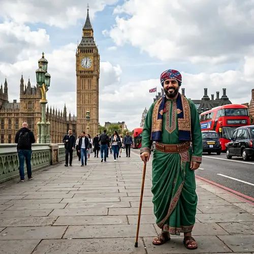 Man in Dhofar Mountains Attire at London Clock Tower