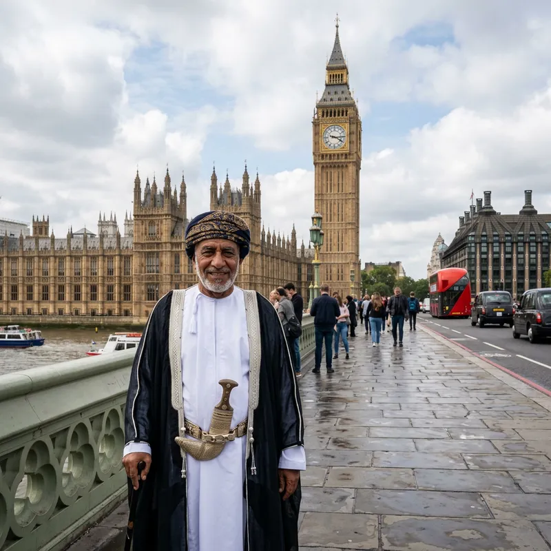 Omani Man by Dhofar Mountains Near London Clock Tower