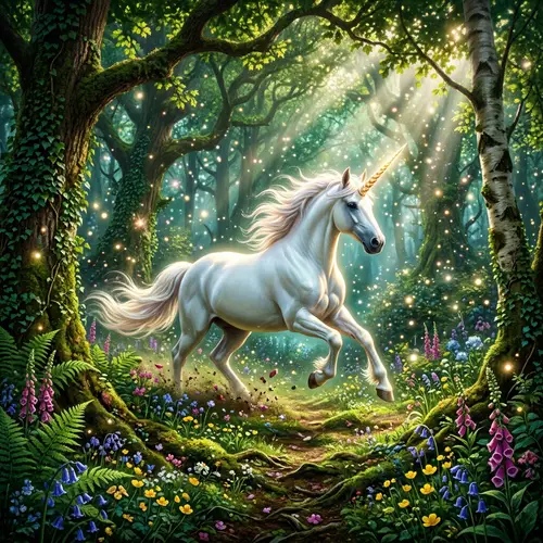 Majestic Unicorn in Enchanting Forest