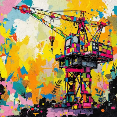 Vibrant Mixed Media Crane Art from Recycled Materials