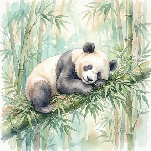 Serene Panda Resting in Watercolor Art