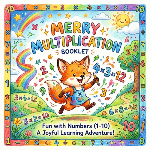 Vibrant Multiplication Booklet Cover with Cute Animal Mascot