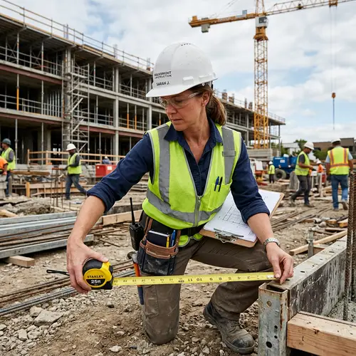 Project Manager with Safety Gear and Tape Measure