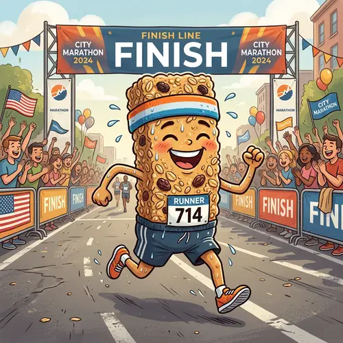 Winning Granola Bar: Marathon Champion Cartoon