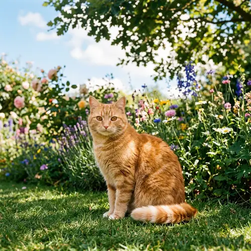 Sparkling Ginger Cat in Lush Garden | Perfectly Pleasant Afternoon