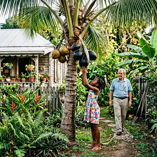 Quaint Home with Coconut Tree in Small Backyard