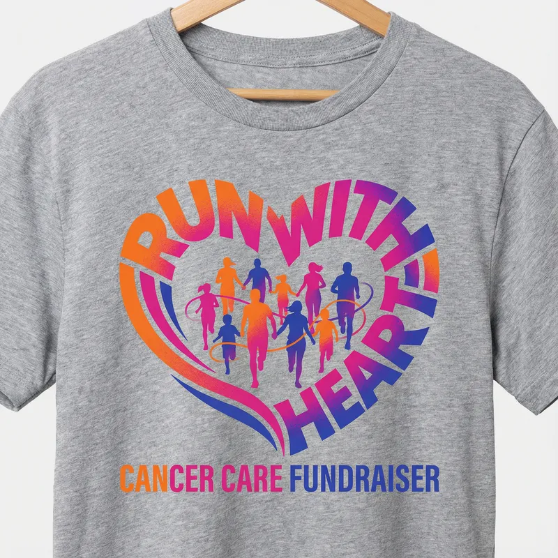 Run with Heart: Cancer Care Fundraiser T-Shirt Design