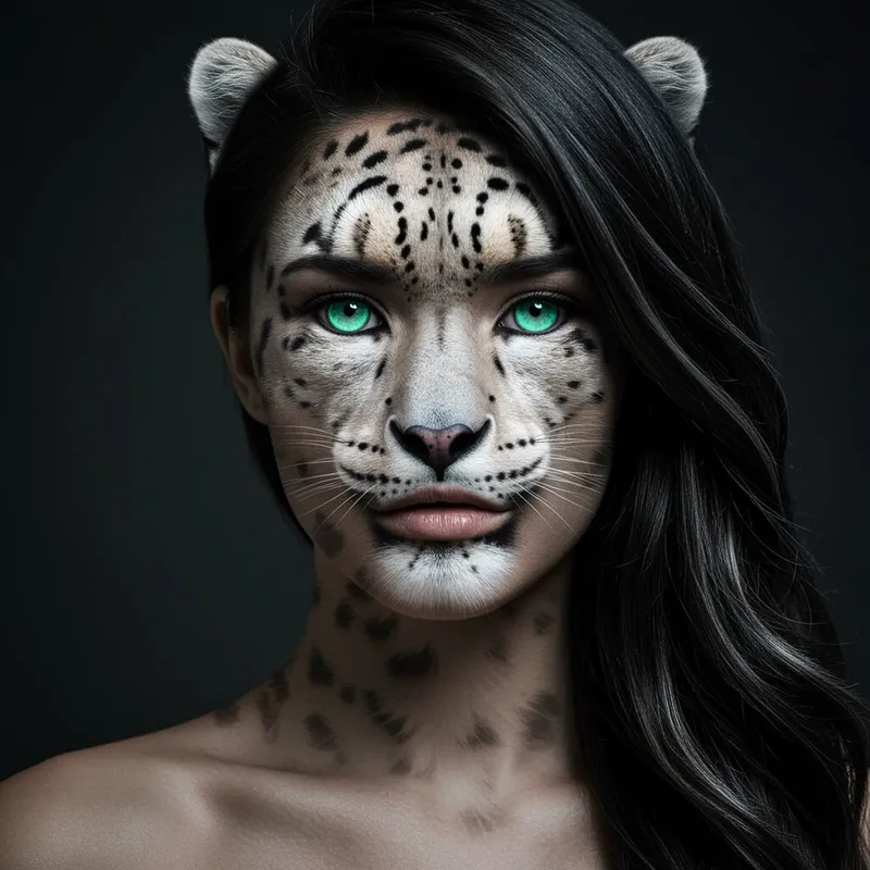 Fusion Women and Snow Leopard Art
