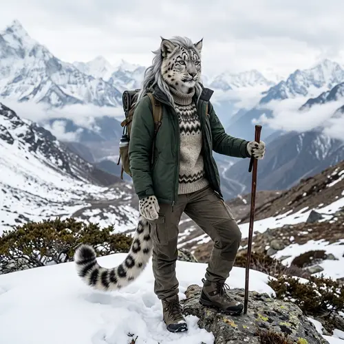 Fusion Women and Snow Leopard Art