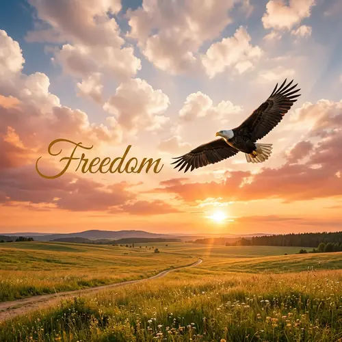 Serenity and Freedom: Soaring Eagle in Picturesque Sky