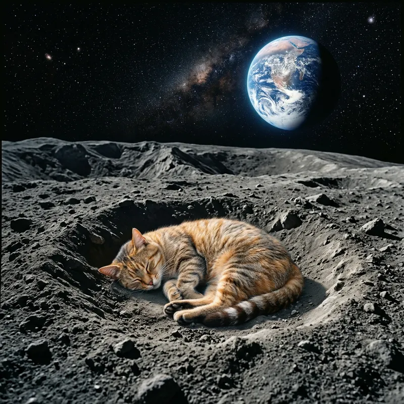 Cat Resting on the Moon