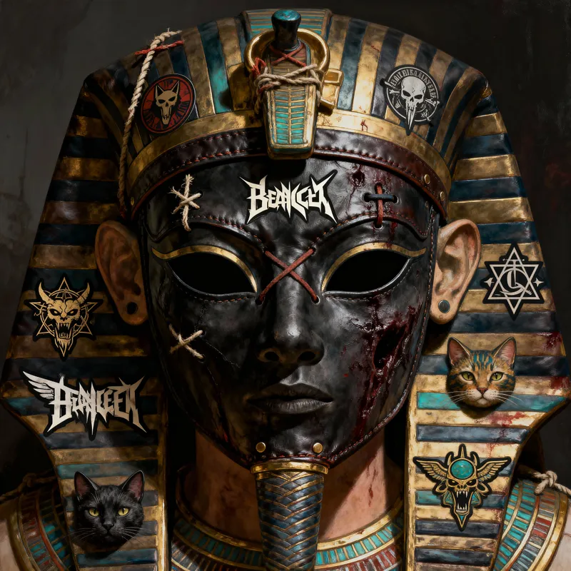 Macabre Voodoo Cat Mask Art - Horror Digital Painting