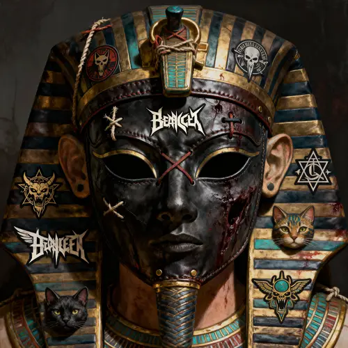 Macabre Voodoo Cat Mask Art - Horror Digital Painting