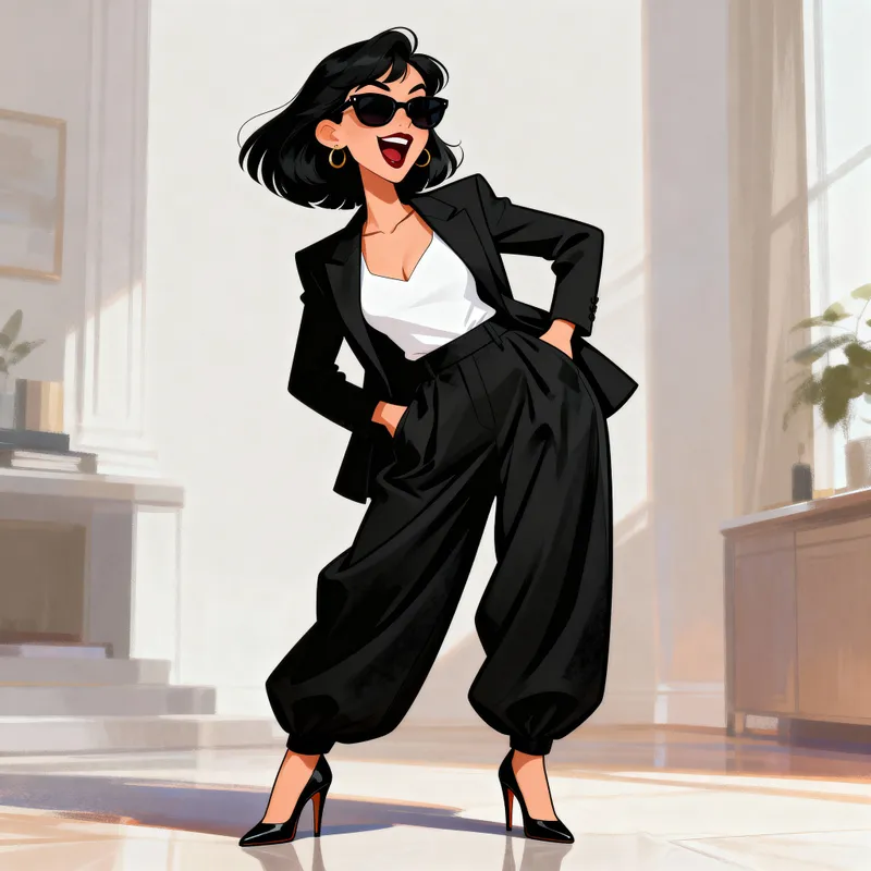 Stylish Woman in Formal Attire Caricature