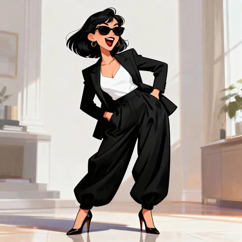 Stylish Woman in Formal Attire Caricature