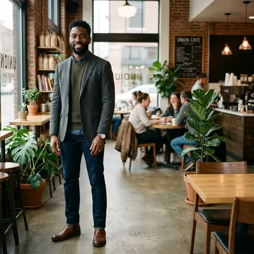 Handsome Tall Black Man in Stylish Attire