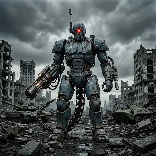 ULTRAKILL V1 Robot - Post-Apocalyptic Humanoid with Beam Cannon