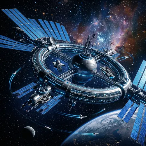 Futuristic Space Station in Cosmos