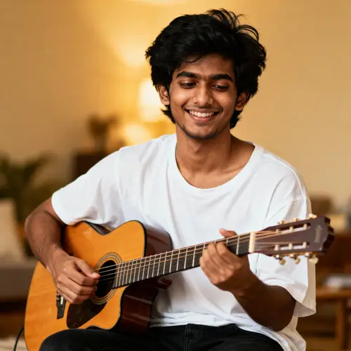 Relaxing Guitar Moments: South Asian Youth's Joy