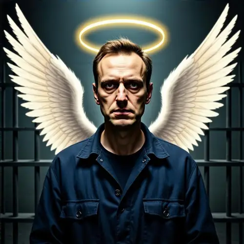 Navalny: Martyr in Prison with Halo & Wings