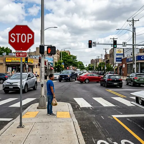 Urban Road Intersection with Safety Features