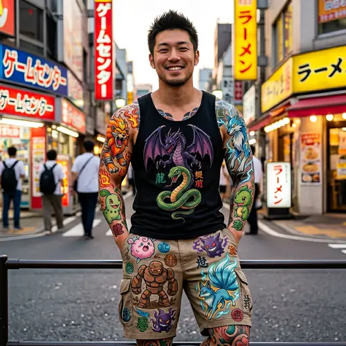 Colorful Anime-Style Beast Tattoos: A Unique Full Body Display