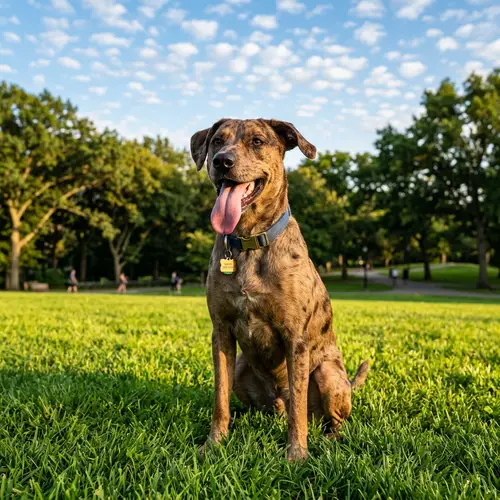 Playful Brown Dog in Lush Park