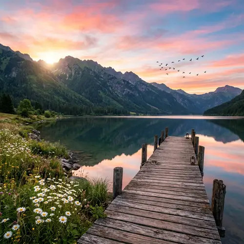 Breathtaking Sunrise Over Verdant Mountain Range | Nature View