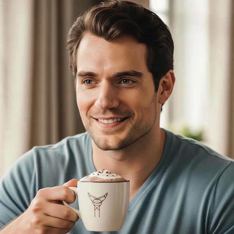 Henry Cavill Enjoying Hot Chocolate Smile