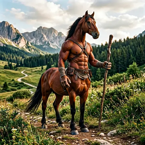 Peculiar Creature with Horse and Human Characteristics