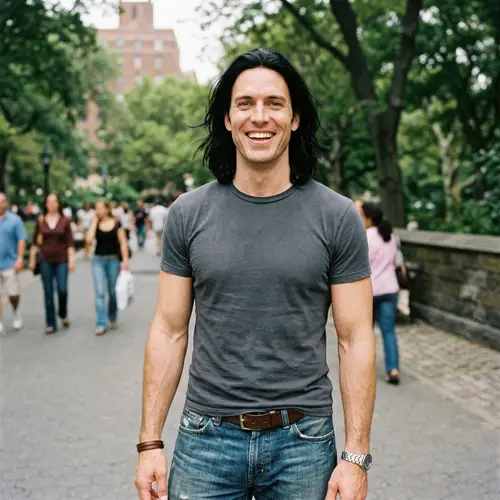 Tall Muscular Man with Blue Eyes and Black Hair