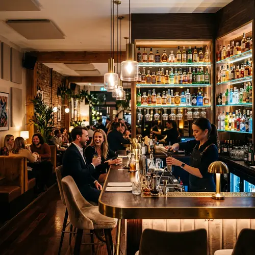 Stylish Bar Interior with Colorful Drinks