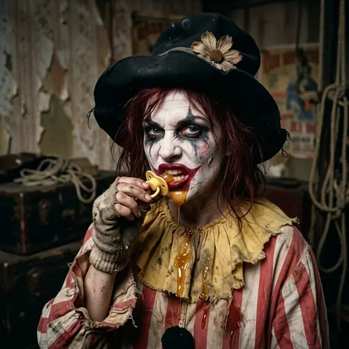 Sinister Clown Woman: Shockingly Creepy Artwork