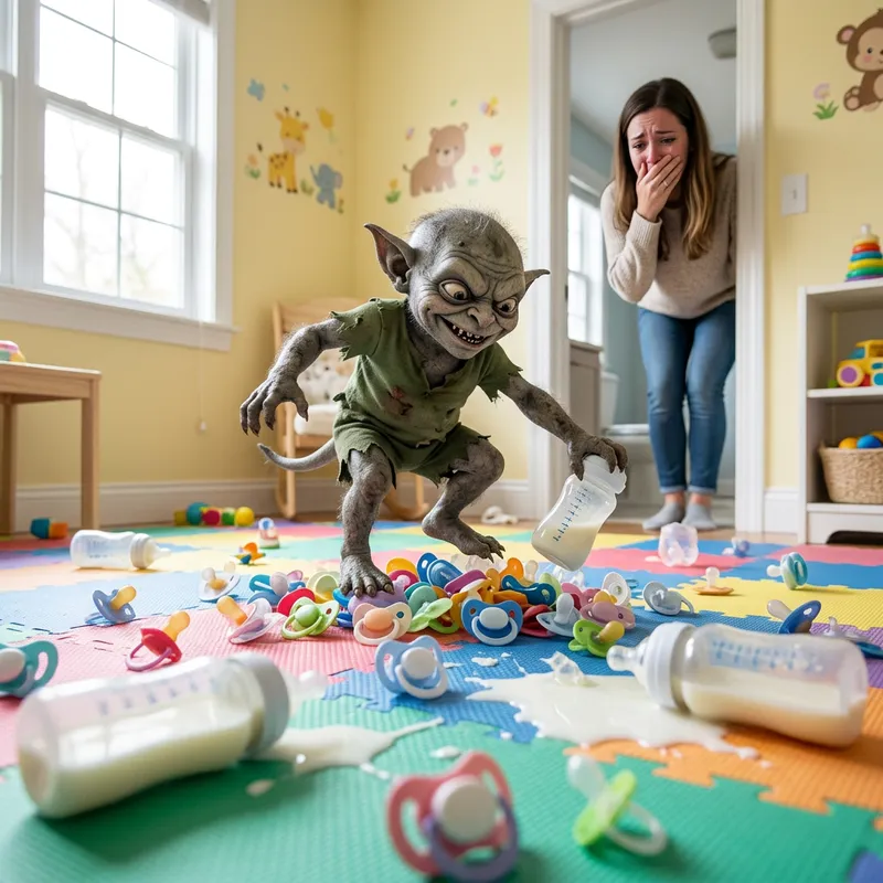 Evil Creature Destroys Pacifiers and Baby Bottles