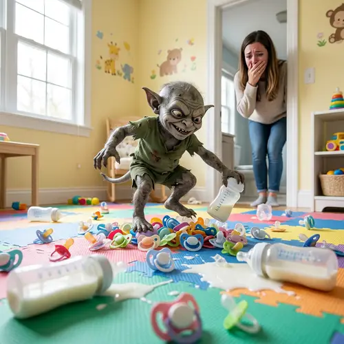 Evil Creature Destroys Pacifiers and Baby Bottles