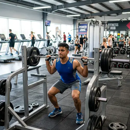 Young South Asian Man Weightlifting in Gym