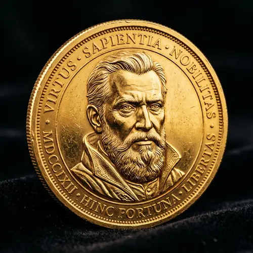 Gleaming Gold Coin Portrait | Hyper-Realistic Art