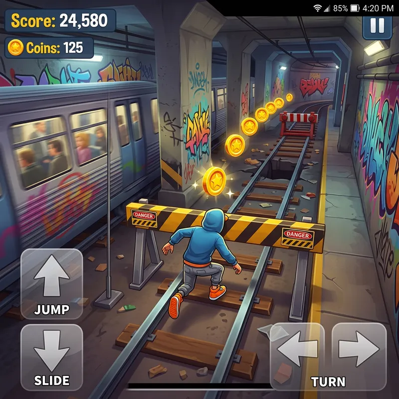Subway Surfers Android Gameplay: Agile Character Collecting Coins