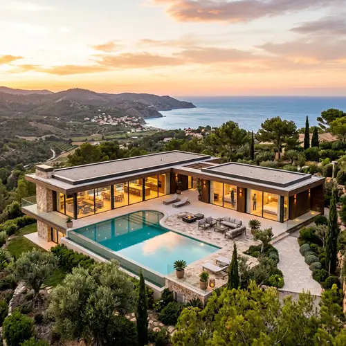 Elegant L Shaped Villa with Wide Windows