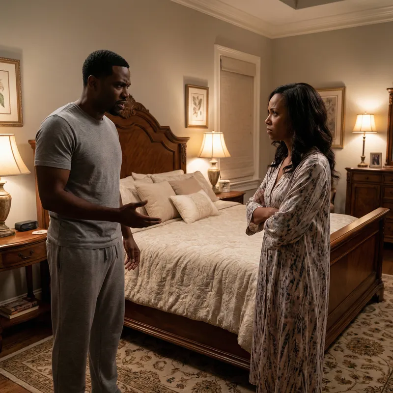 Argument between African Husband & Beautiful Wife in Intricately Designed Bedroom