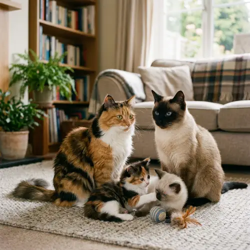 Heartwarming Family Portrait of Cats